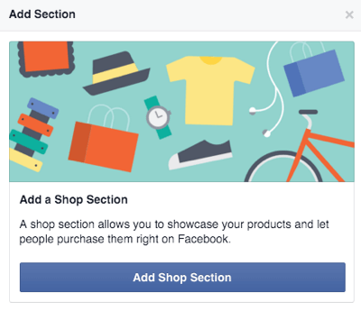 tlačidlo pridať sekciu obchodu na facebooku