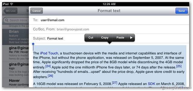 Apple iOS 5 Mail: teraz obsahuje formátovanie textu v správach