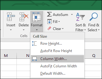 Excel stĺpec šírky