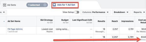 Zobrazte metriky výkonu reklám na Facebooku v aplikácii Facebook Ads Manager.