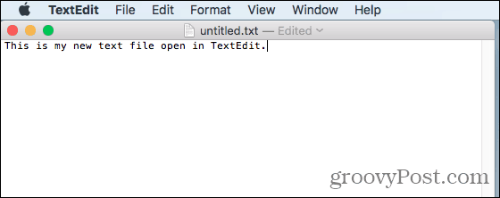 Textový súbor otvorený v TextEdit na Mac