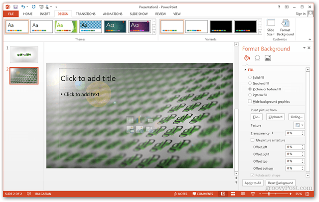 Vytvorenie šablóny balíka Office 2013 Prispôsobte si vlastný dizajn POTX Prispôsobenie snímok Prezentácia Výučba Ako prispôsobiť pozadie