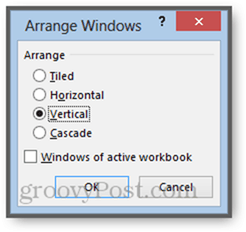 usporiadať okná aktívneho zošita Excel 2013