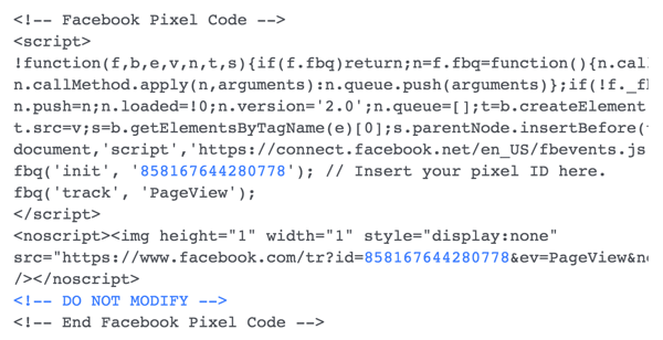 Nainštalujte si pixelový kód Facebook na svoje webové stránky.