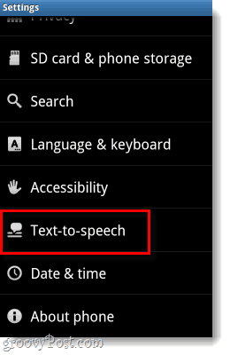 android-to-speech menu