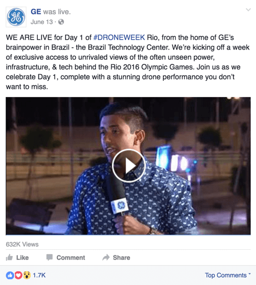 ge facebook live pre dron týždeň