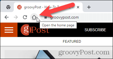 Domovská stránka sa zobrazí po kliknutí na tlačidlo Domov v prehliadači Chrome