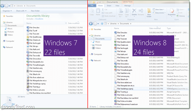 Prieskumník systému Windows 8 v porovnaní s prieskumníkom systému Windows 7