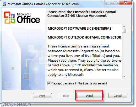 inštalácia nástroja Outlook Hotmail Connector