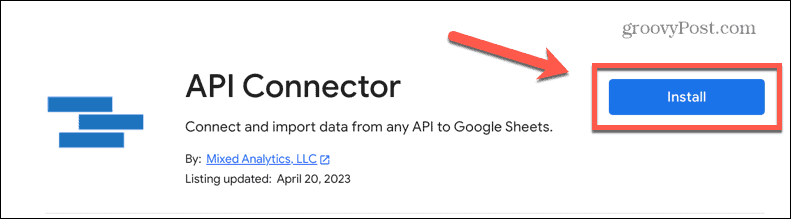 Tabuľky google inštalujú konektor API