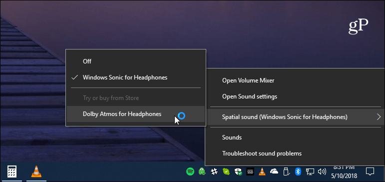 Nastavenie zvuku na paneli úloh systému Windows 10