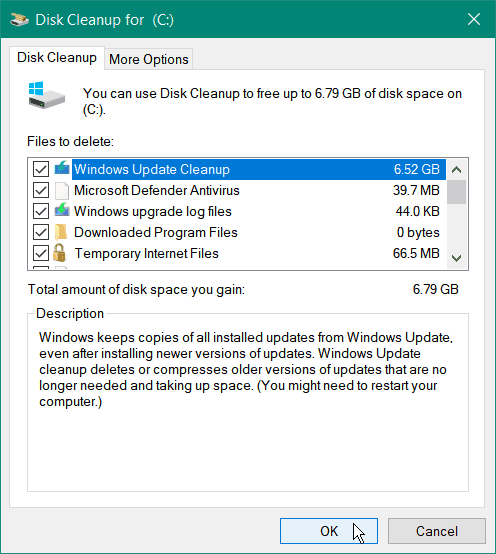 vyčistiť systémové súbory čistenie disku windows 10