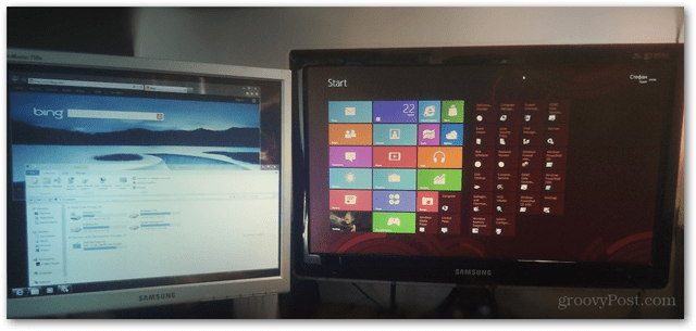 Windows 8 duálny monitor nastavenie metra desktop kombinácia nastavenia multitask obraz