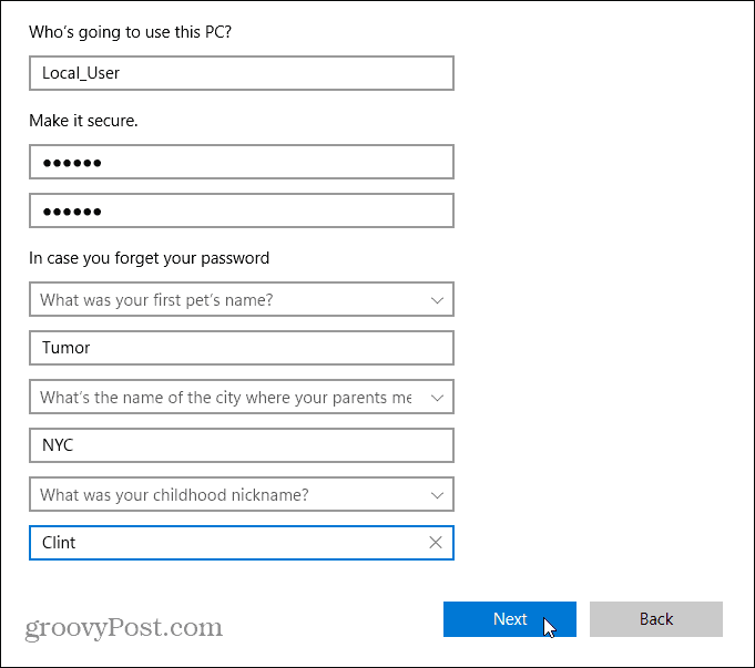 Informácie o miestnom používateľovi Windows 11