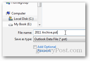 ako vytvoriť súbor pst pre aplikáciu Outlook 2013 - meno pst