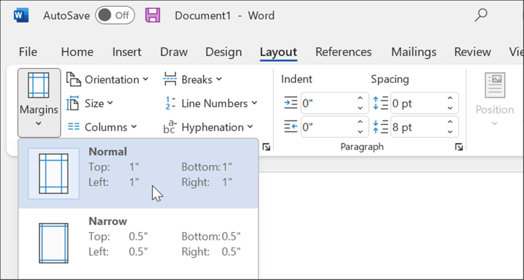 normálne okraje používajú formát mla v programe Microsoft Word