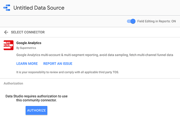 Ako pripojiť zdroj údajov k Google Data Studio, tip 2