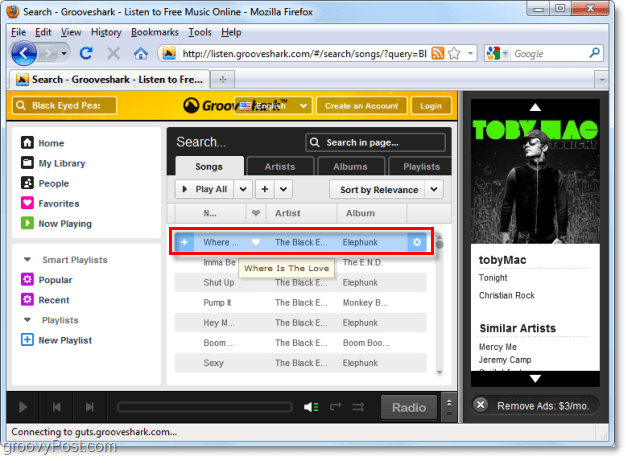 Grooveshark prehráva akúkoľvek skladbu, ktorú chcete