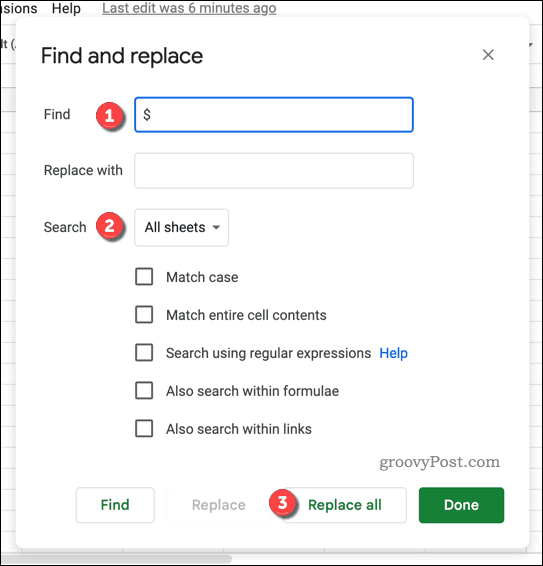 Nájsť a nahradiť ponuku v Tabuľkách Google