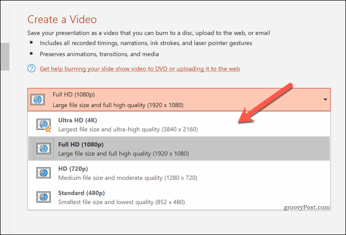 Stanovenie kvality exportovaných videí v PowerPointe