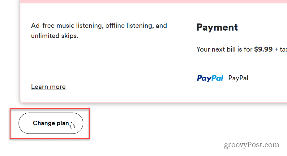Zmeňte spôsob platby na Spotify