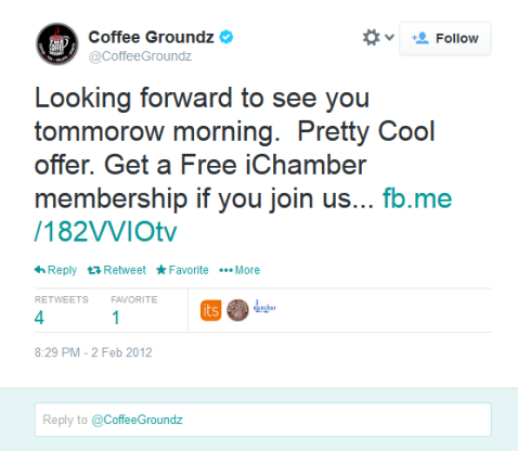 tweet z kávy groundz