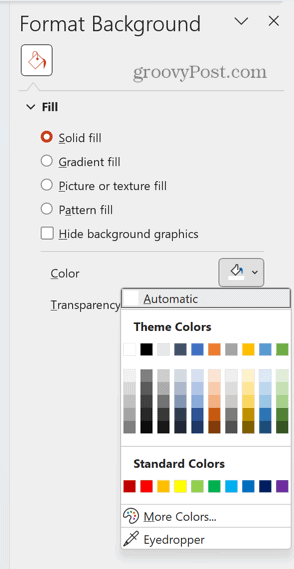 powerpoint vyberte farbu pozadia