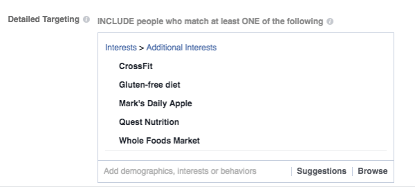 Reklama spoločnosti Bhu Foods na Instagrame je zacielená na ľudí na základe demografických údajov, označení páči sa mi stránky a záujmov.