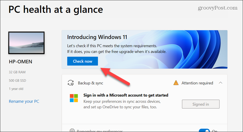 Kontrola stavu systému Windows 11