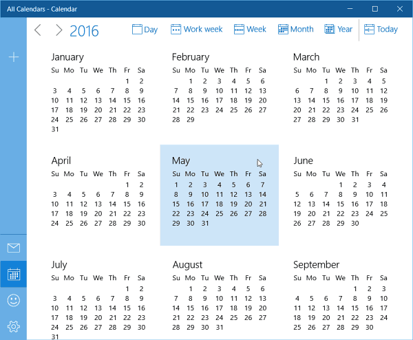 Aktualizácia kalendára systému Windows 10 na celý rok