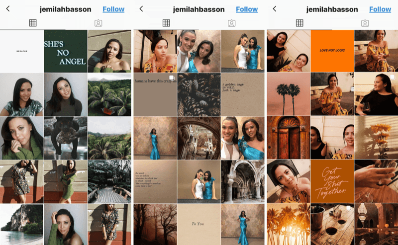 Obchodný profil Instagramu pre Jemilah Basson