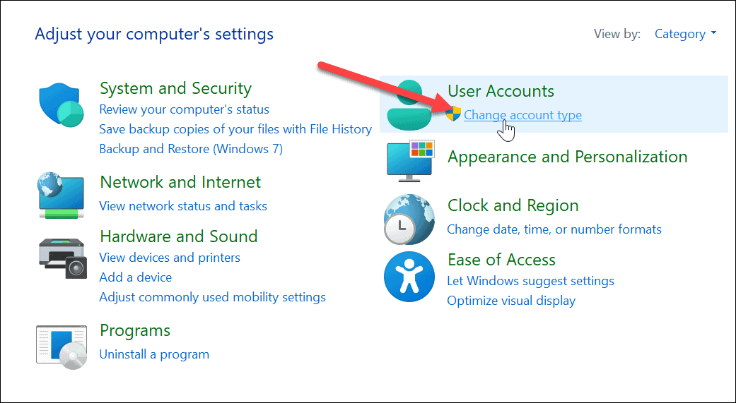 Zmeňte typ účtu v systéme Windows 11