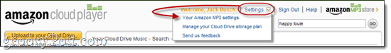 Nastavenia prehrávača Amazon Cloud Player