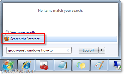 do Windows 7 vyhľadávanie a vyhľadávanie na internete z ponuky Štart orb vyhľadávacie pole