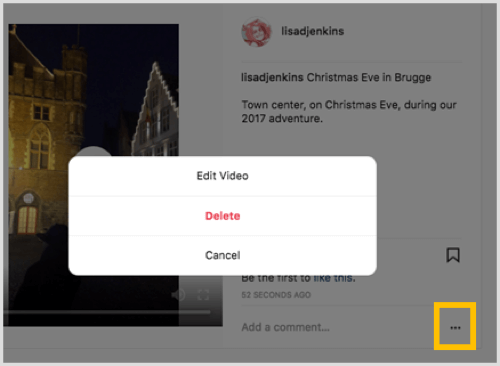Klepnite na trojbodkové tlačidlo a z rozbaľovacej ponuky vyberte možnosť Upraviť video.