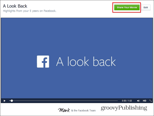 Zdieľanie Facebook Look Back