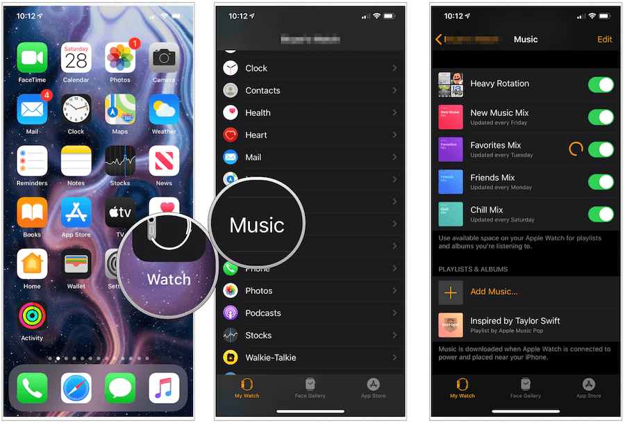 Aplikácia Hudba Apple Watch