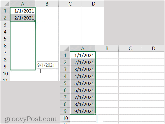 Vzor dátumu automatického dopĺňania v programe Excel