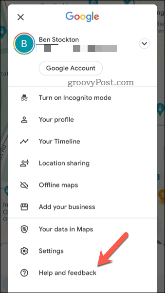 Otvorte ponuku spätnej väzby v Mapách Google