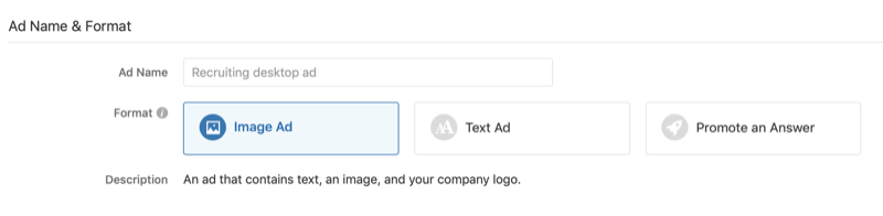 názov a formát reklamy pre reklamnú kampaň Quora