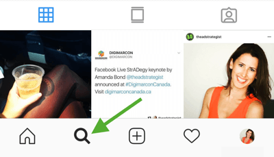 Ako strategicky rozšíriť svoj Instagram podľa kroku 8, vyhľadať príslušné hashtagy, navštíviť kartu Instagram Search & Explore