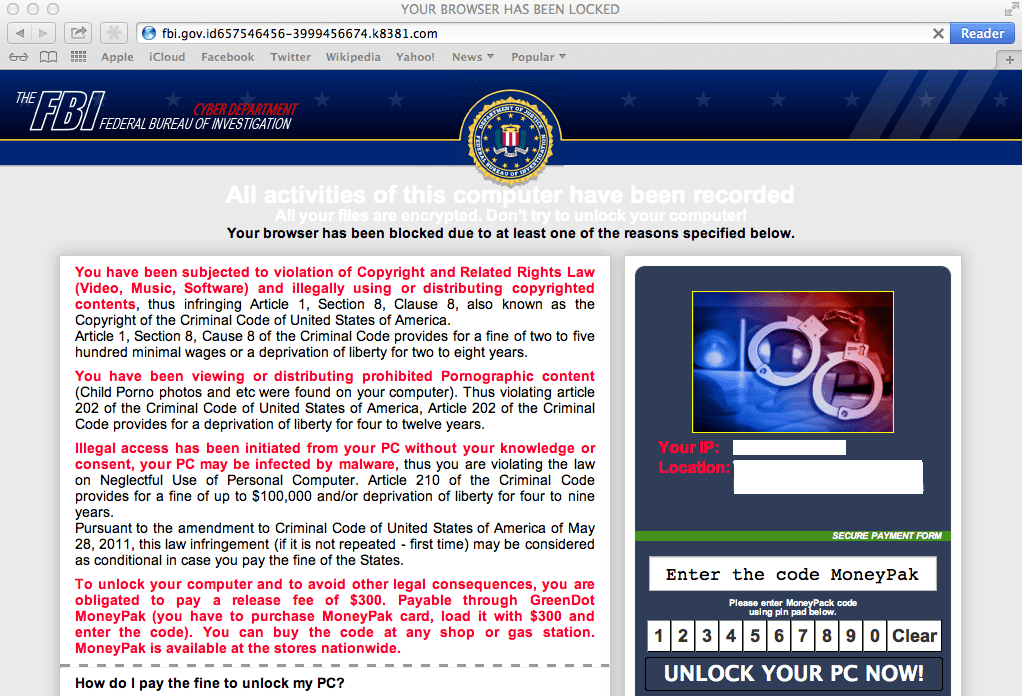 Webové stránky spoločnosti Ransomware, ktoré predstavujú ciele FBI, Mac OS X - ako ju zastaviť