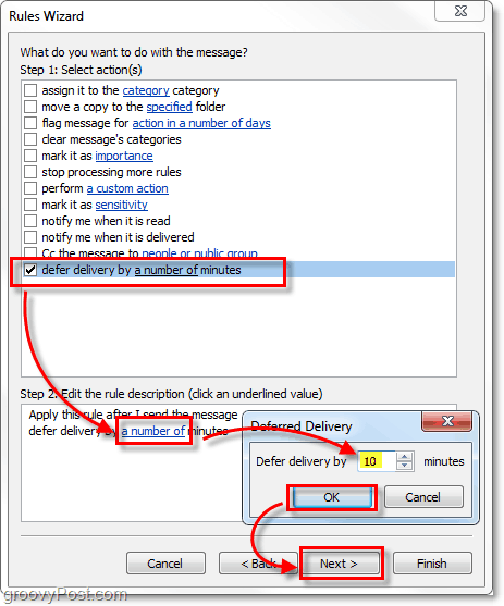 odložiť doručenie o x minút od programu Outlook 2010