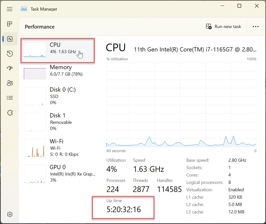 Nájdite svoju dobu prevádzkyschopnosti počítača so systémom Windows 11