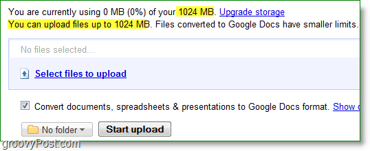 google docs nový limit nahrávania je 1024mb alebo 1 GB
