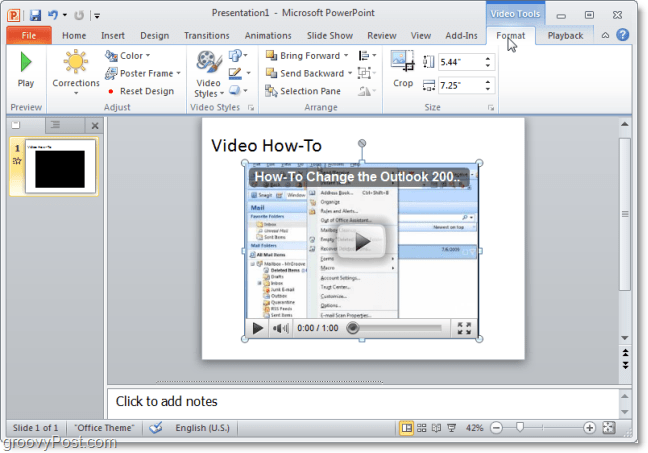 video v programe PowerPoint 2010 z youtube