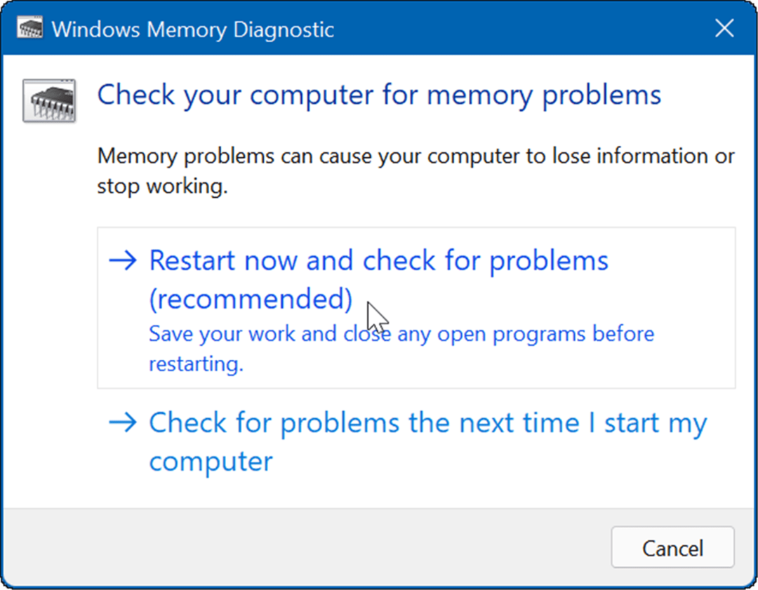 diagnostika pamäte systému Windows