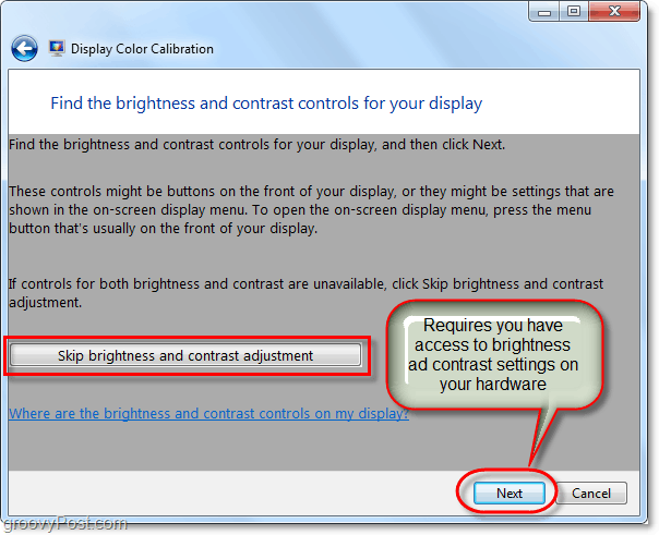preskočiť nastavenie kontrastu a jasu systému Windows 7