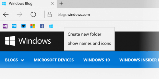 panel obľúbených položiek Microsoft Edge
