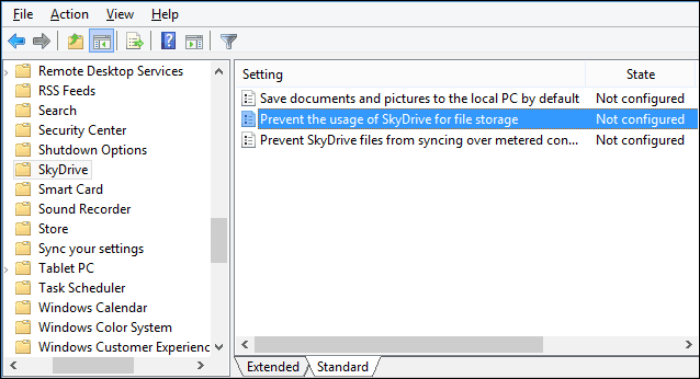 Ako skryť alebo zakázať SkyDrive / OneDrive v systéme Windows 8.1